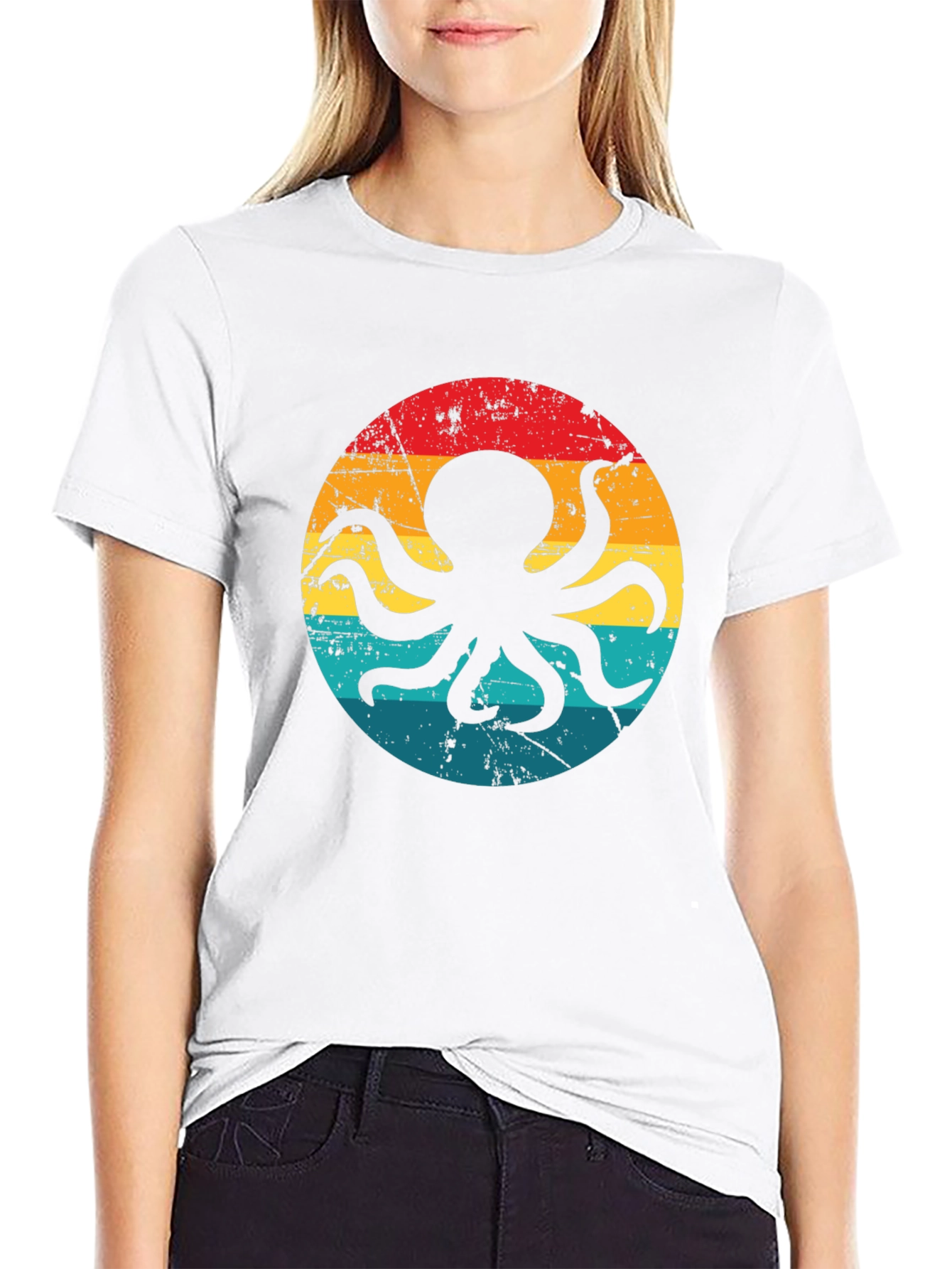 Black Retro Octopus Graphic T-Shirt - Black Cotton Blend view 9