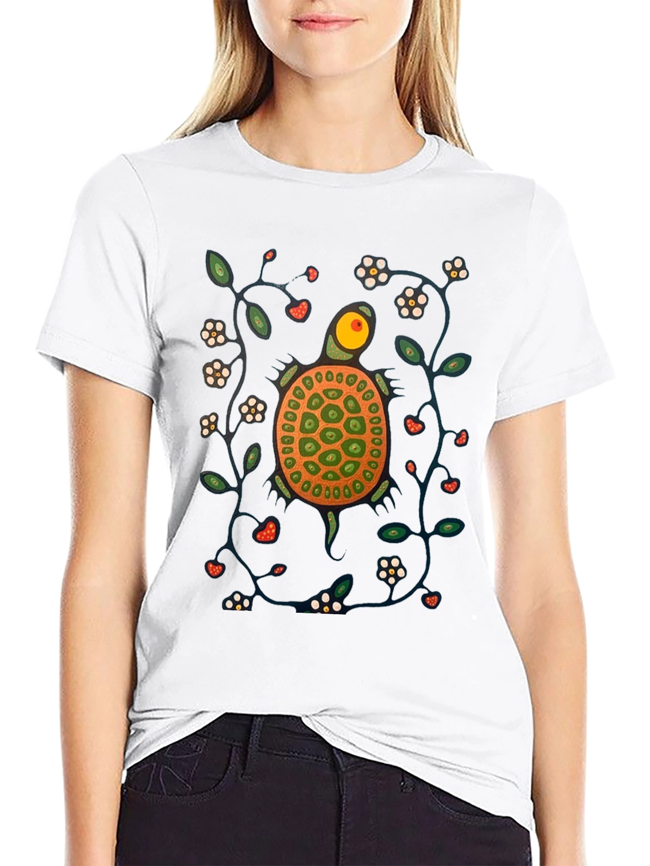 Black Turtle Graphic Print Crew Neck T-Shirt view 9