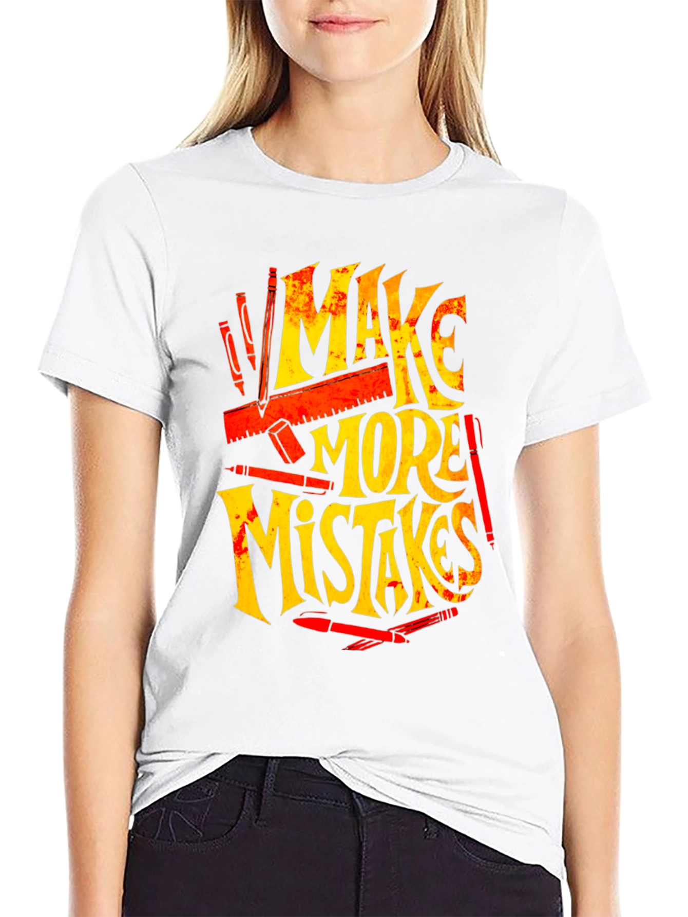 Black Make More Mistakes Graphic Tee - Black view 9