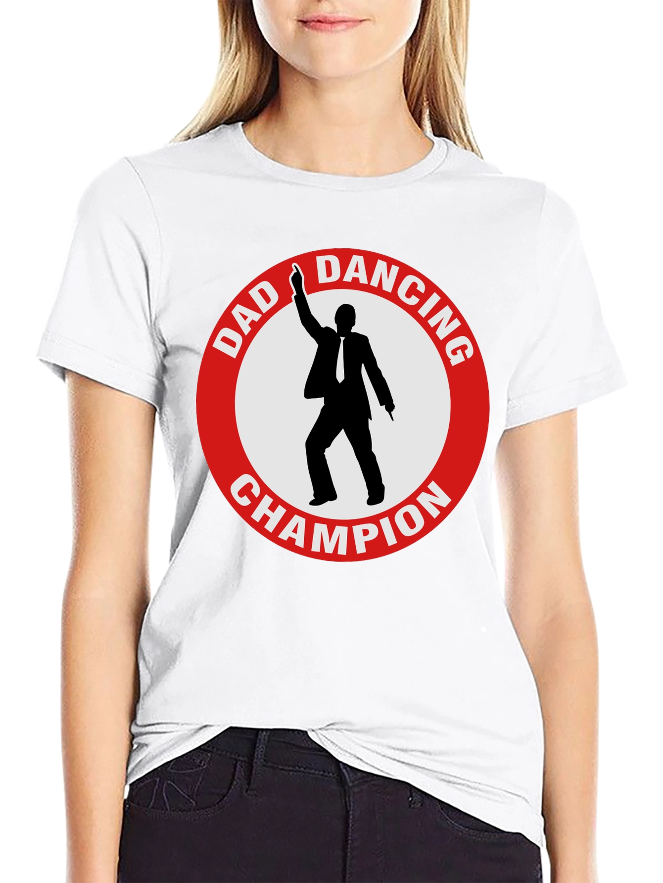 Black Dad Dancing Champion T-Shirt - Black Cotton Tee view 9