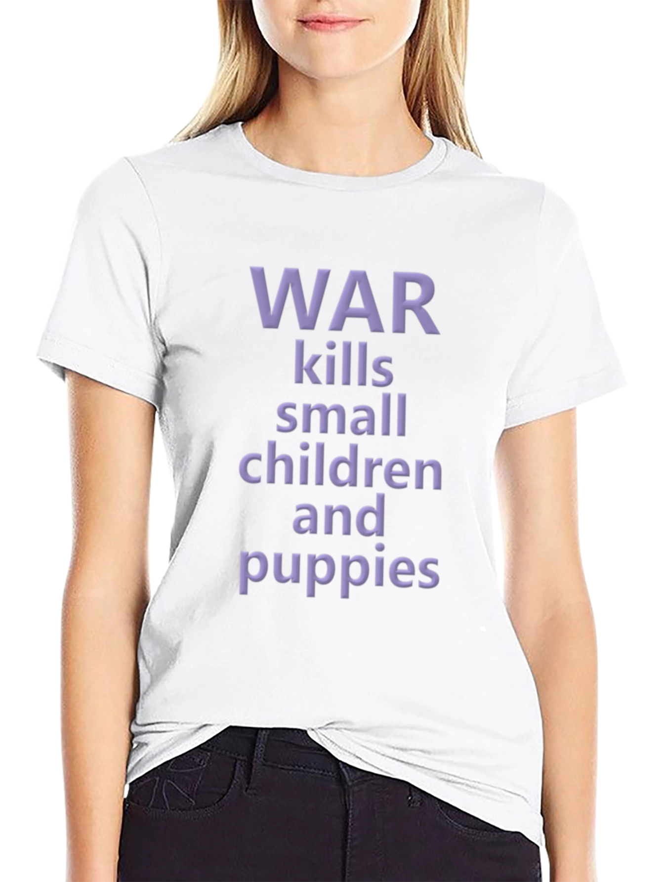 Black War Kills Children & Puppies T-Shirt view 9