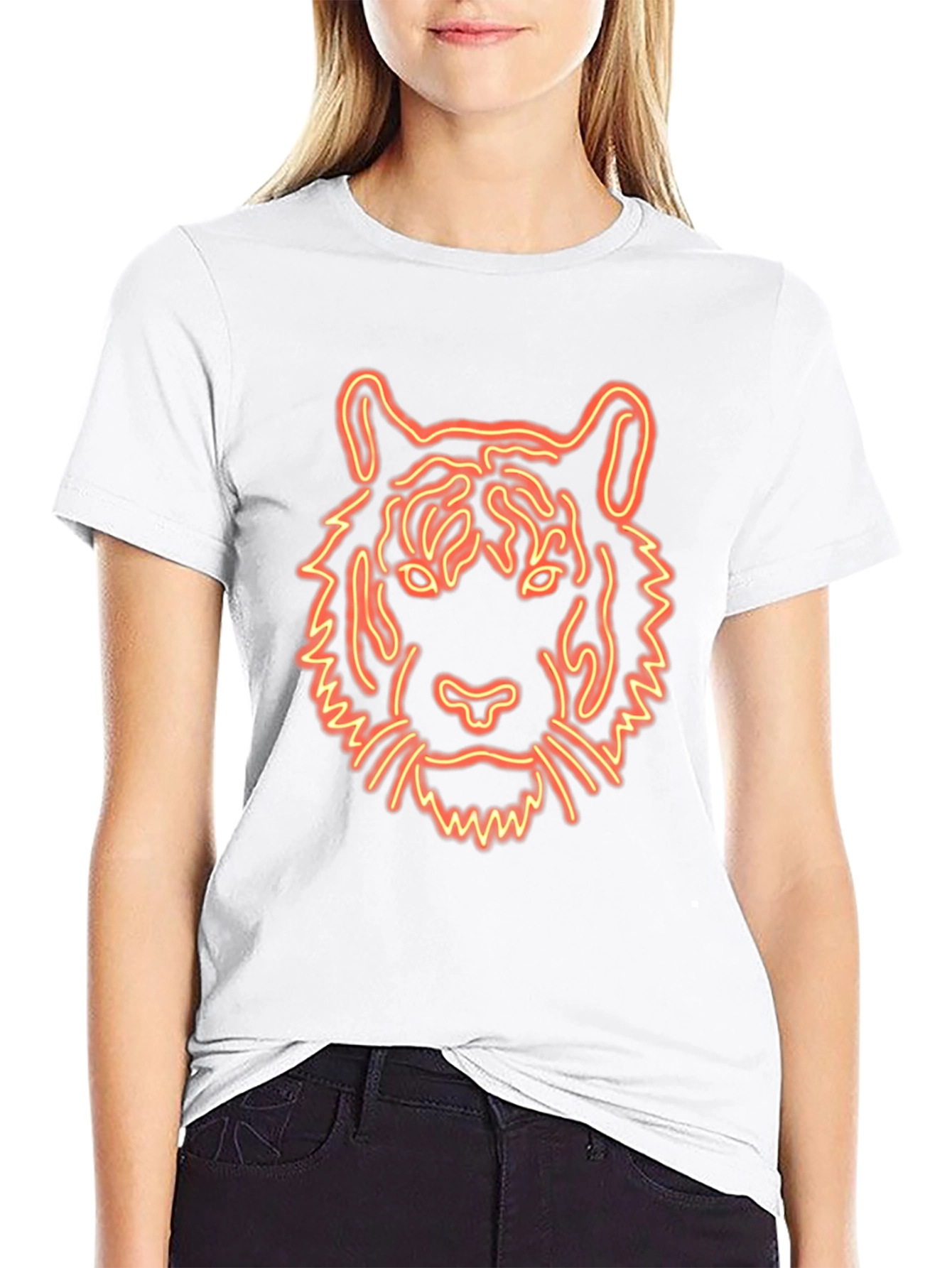Black Neon Tiger Graphic Tee - Black Cotton T-Shirt view 9
