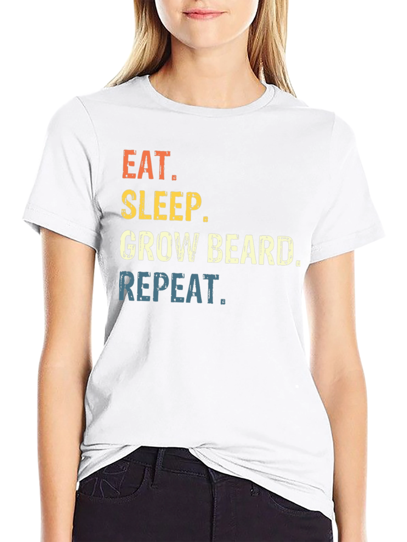 Black Eat Sleep Grow Beard Repeat Graphic T-Shirt view 9