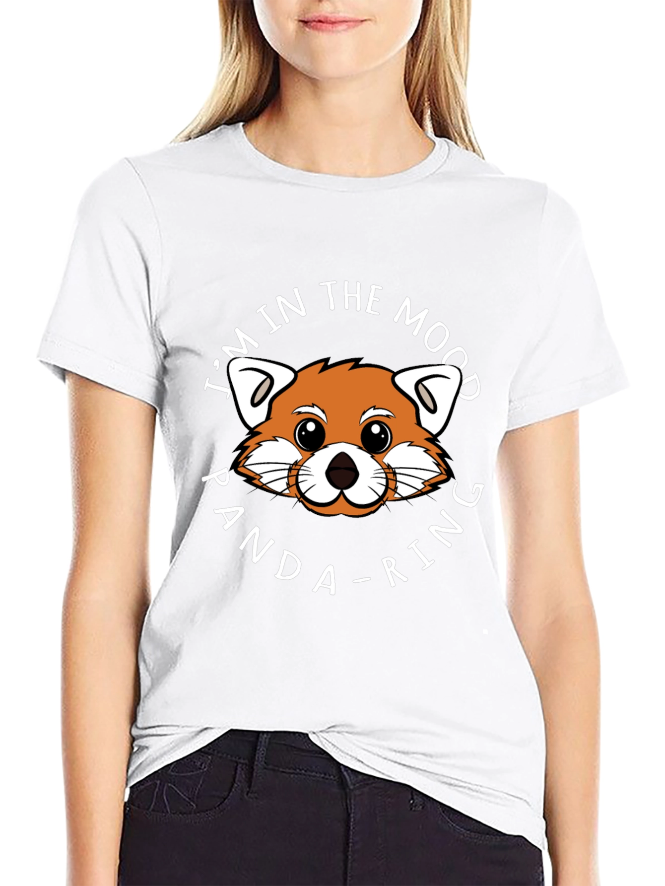 Black Funny Panda-Ring Mood Graphic T-Shirt view 9