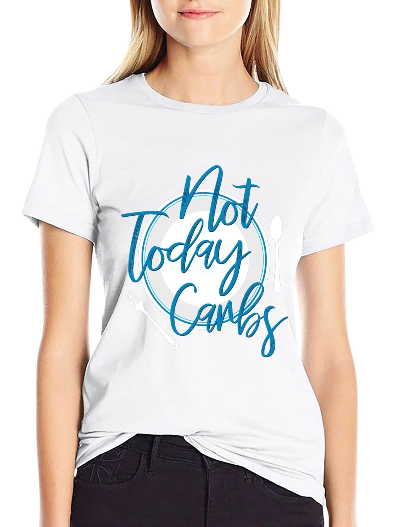Black Funny "Not Today Carbs" Graphic T-Shirt view 9