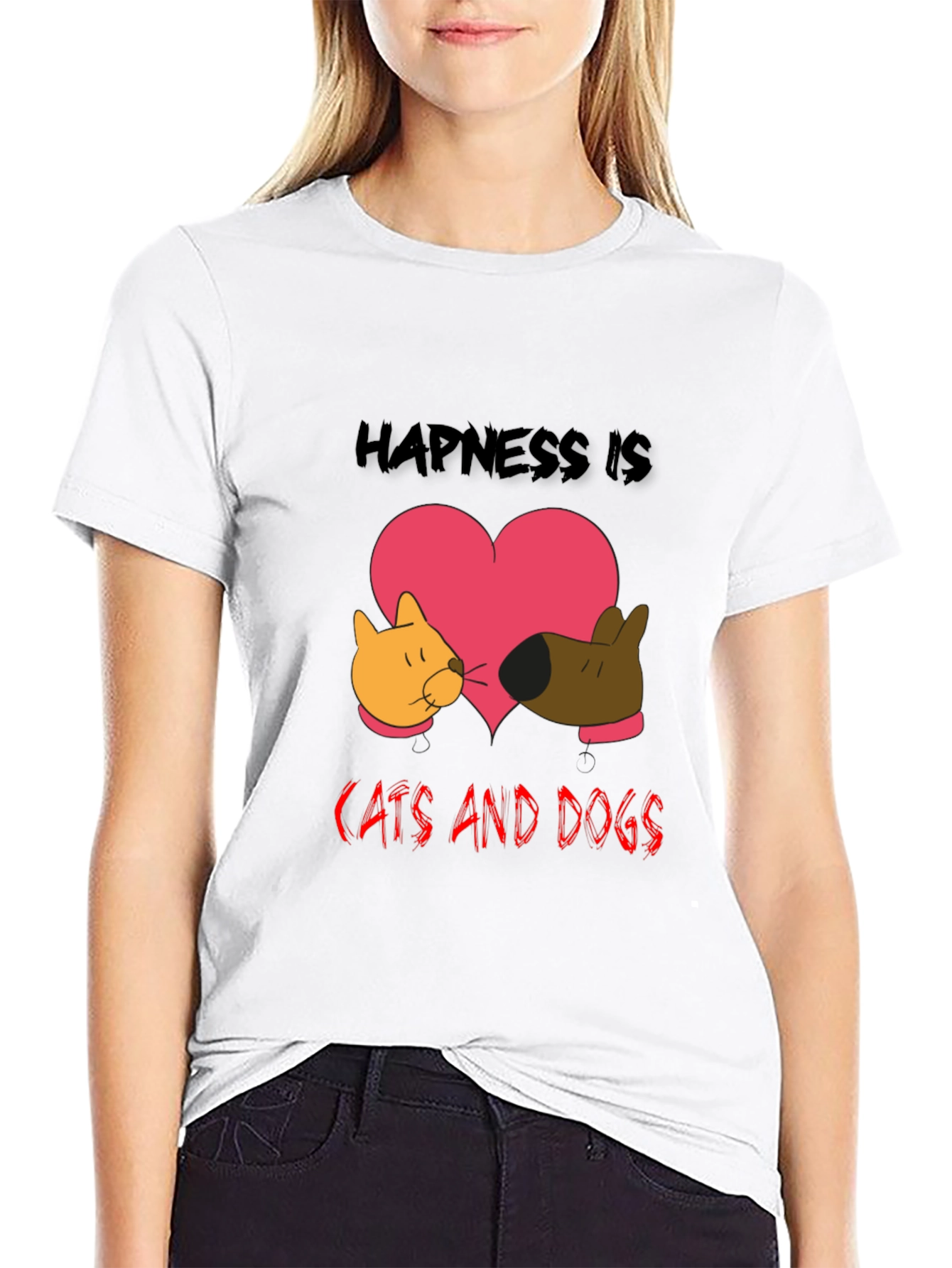 Black Happiness is Cats and Dogs Graphic Tee view 9