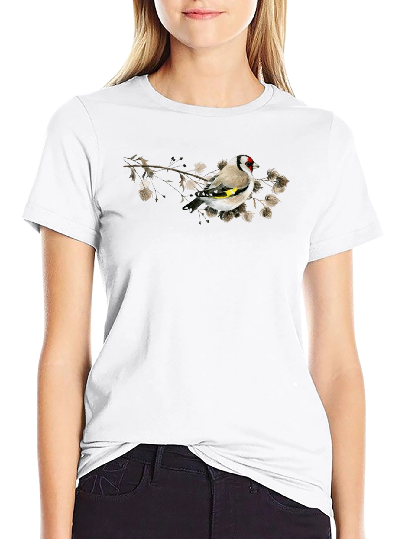 Black Bird on Branch Graphic Black Tee view 9