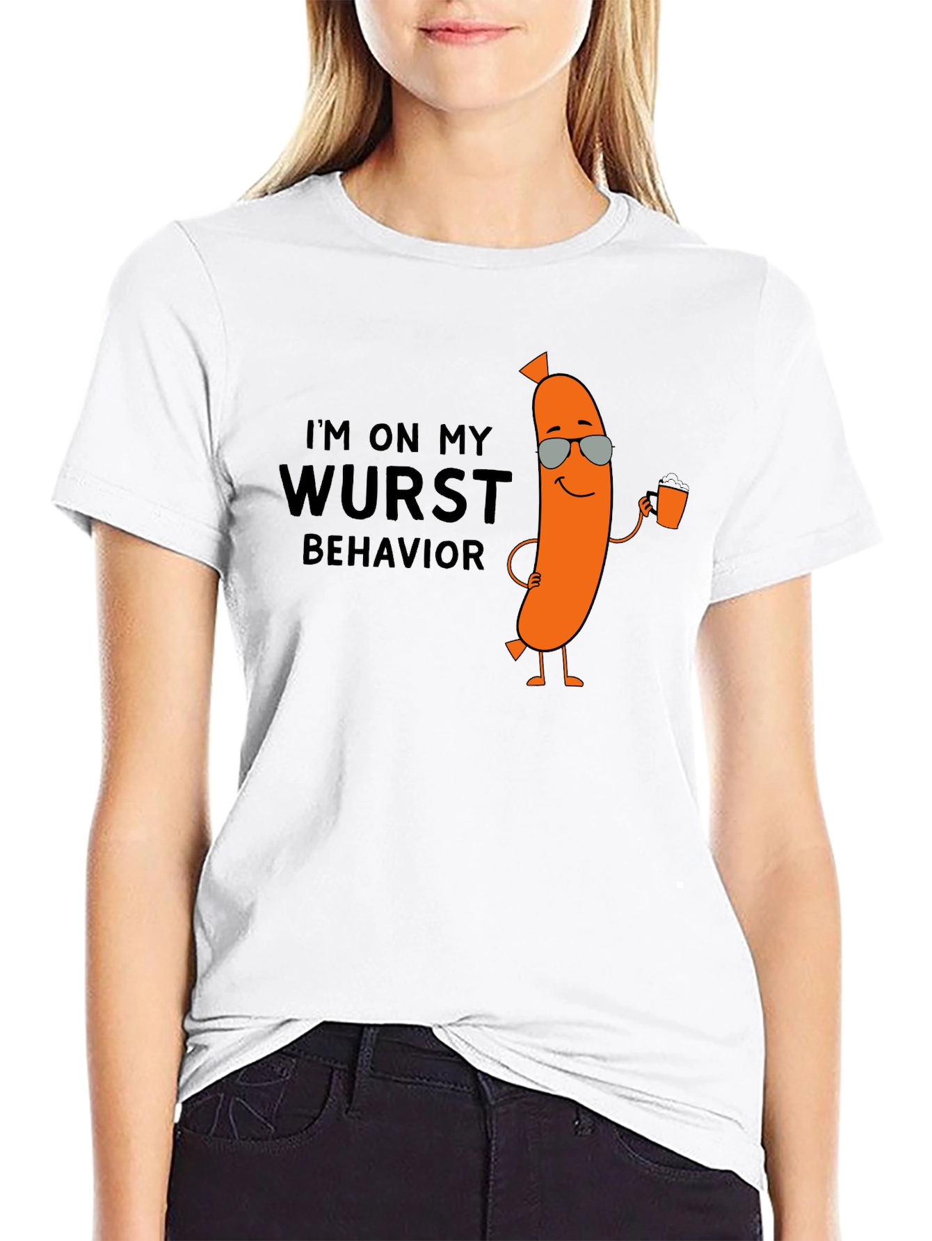 Black Wurst Behavior T-Shirt - Funny Sausage Tee view 9