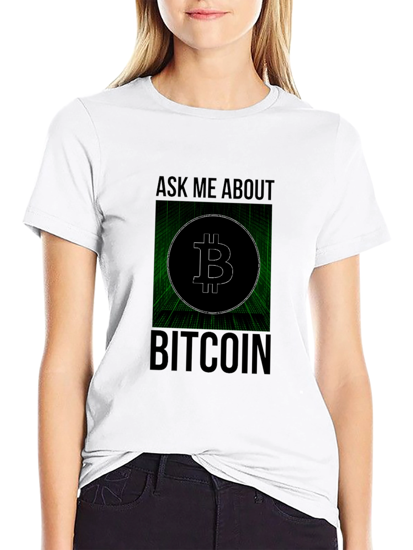 Black Ask Me About Bitcoin Black Tee view 9