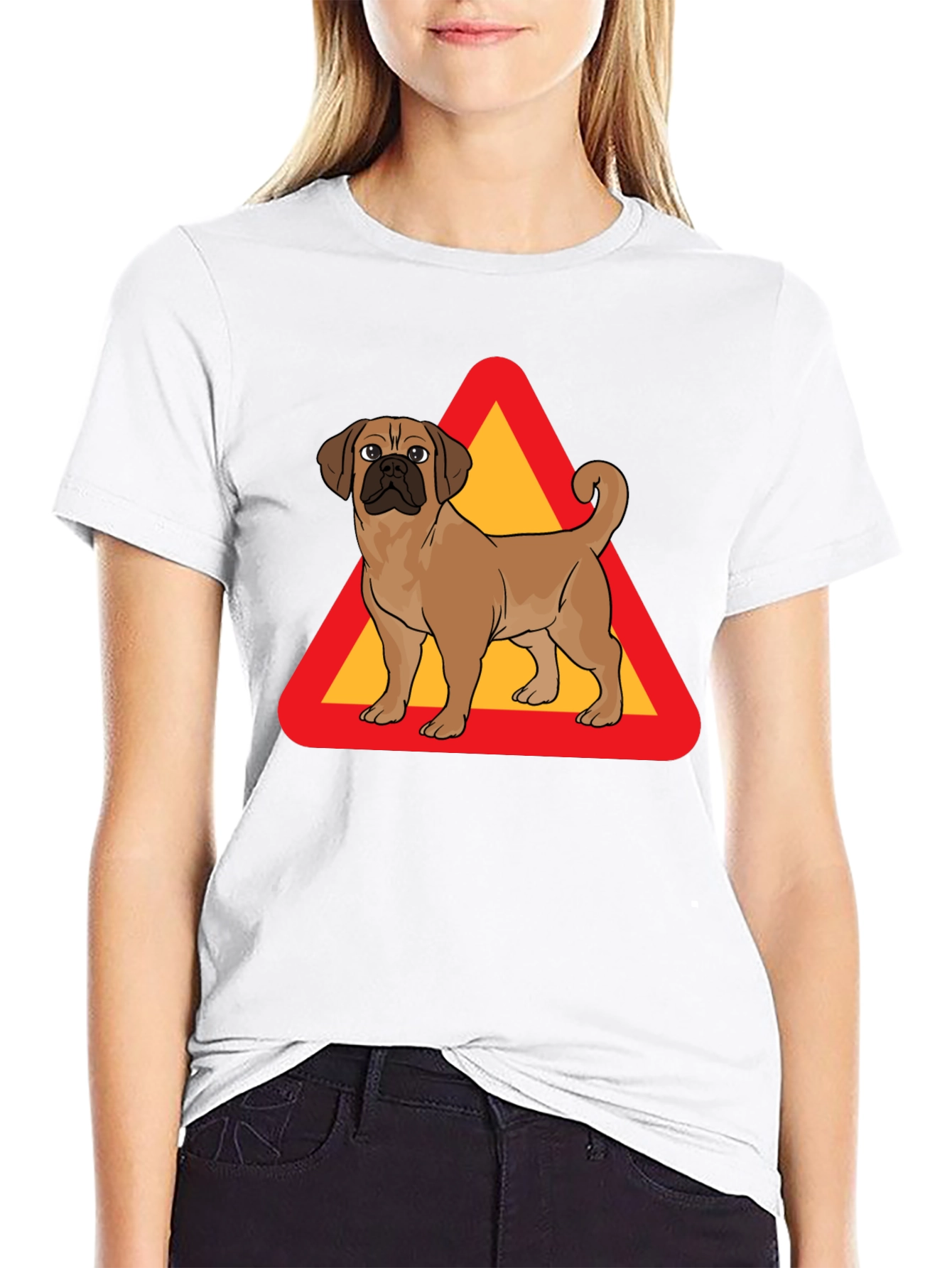 Black Dog Crossing T-Shirt - Novelty Graphic Tee view 9