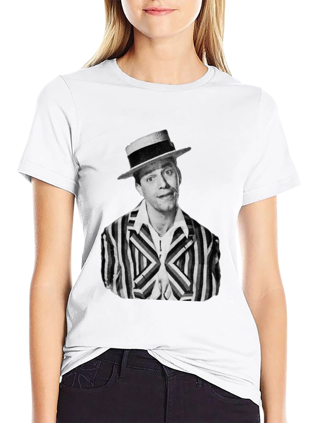 Black Retro Comedian Portrait T-Shirt view 9