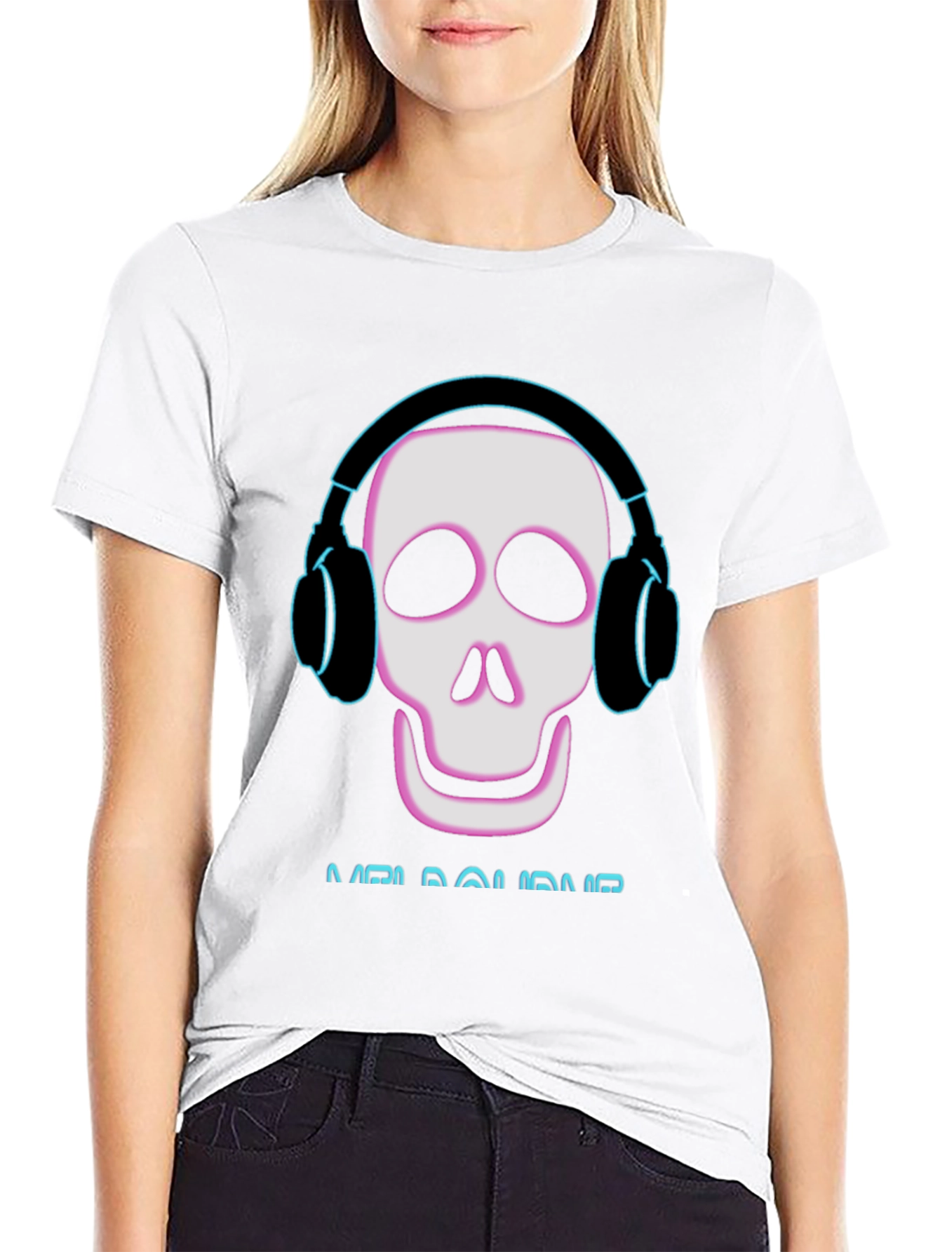 Black Skull Headphones T-Shirt - Music Lover Tee view 9