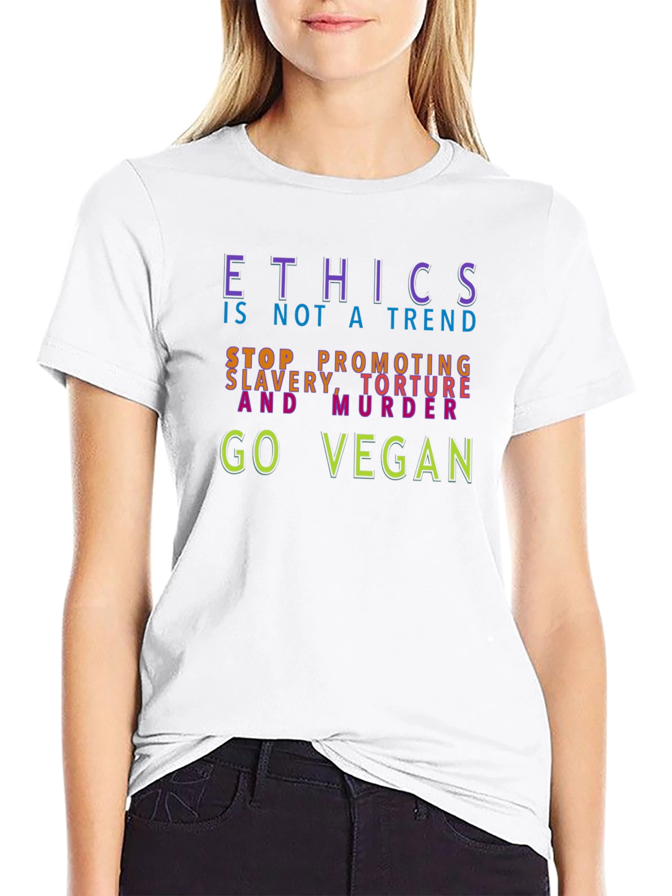 Black Ethics Vegan T-Shirt - Stop Slavery, Torture, Murder view 9