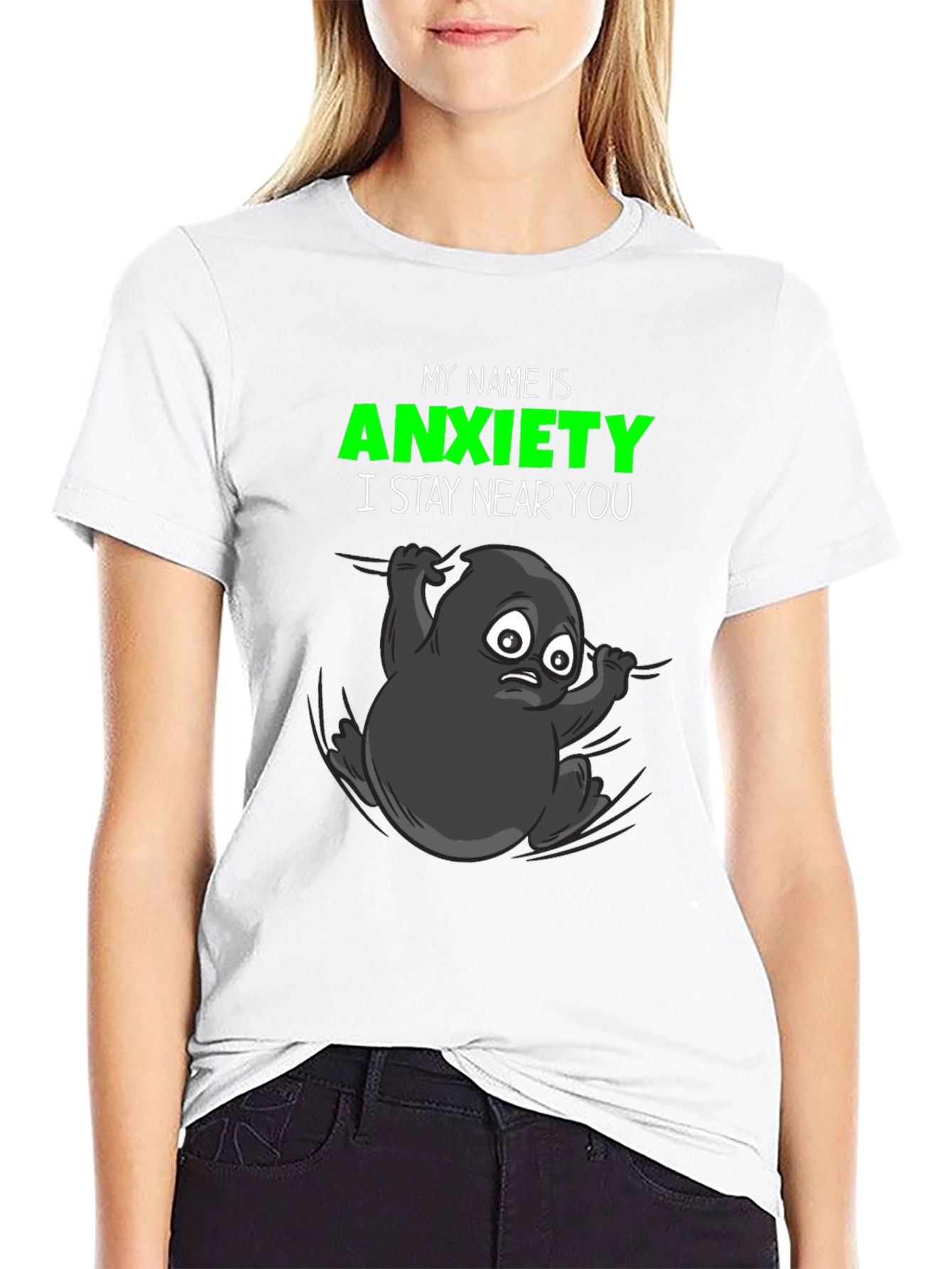 Black Anxiety T-Shirt: Funny Graphic Tee, Stay Near You view 9