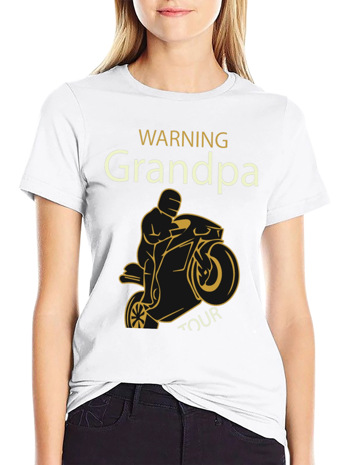 Black Warning Grandpa Tour Motorcycle T-Shirt view 9
