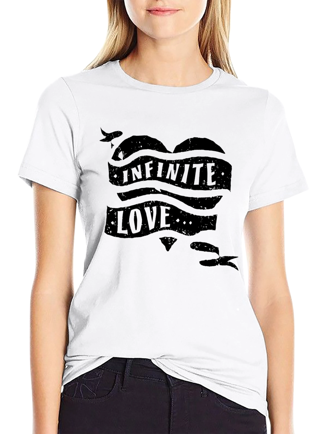 Black Infinite Love Graphic Print Men's T-Shirt view 9