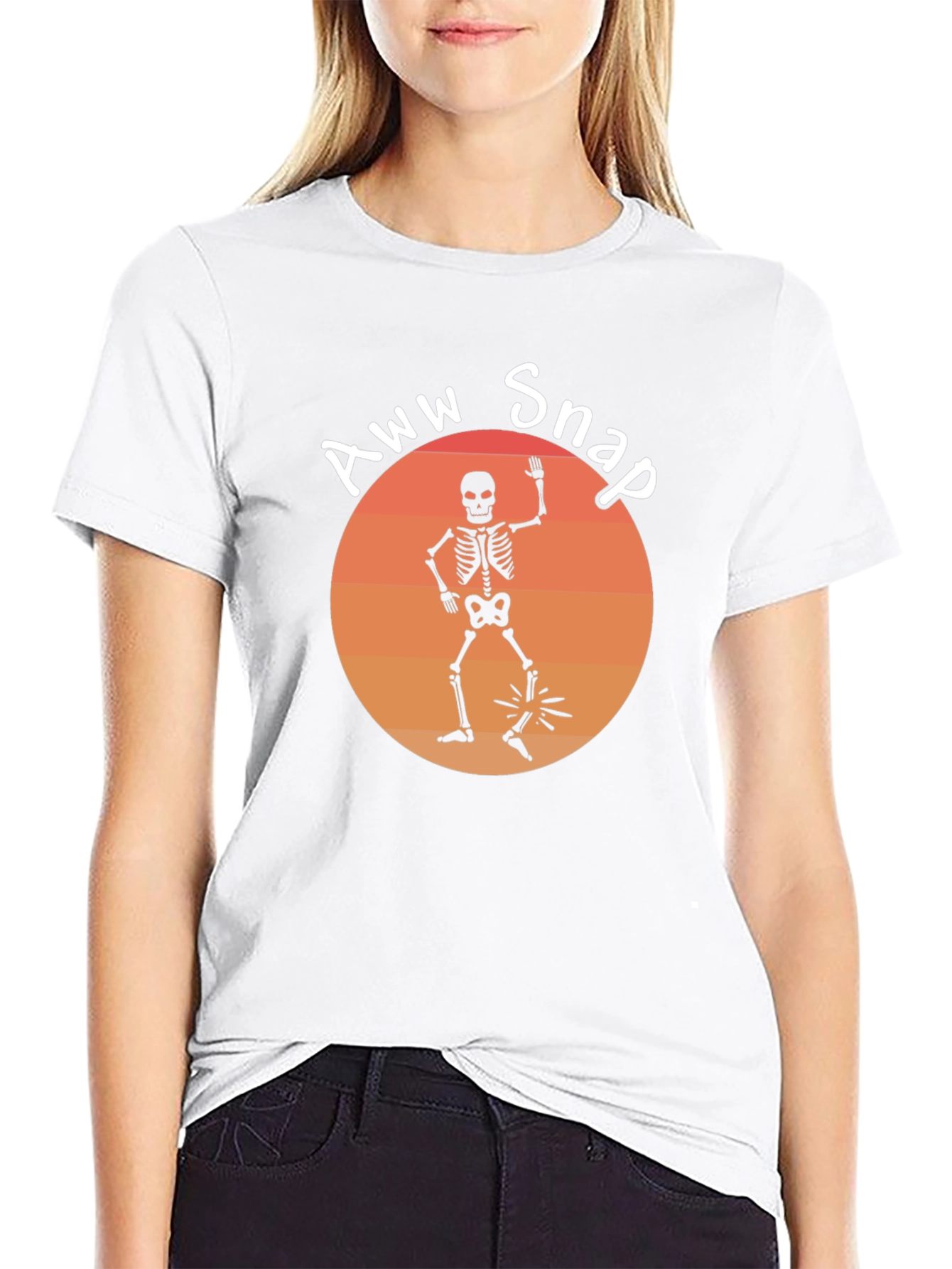 Black Aww Snap Skeleton Graphic Tee - Humor Shirt view 9