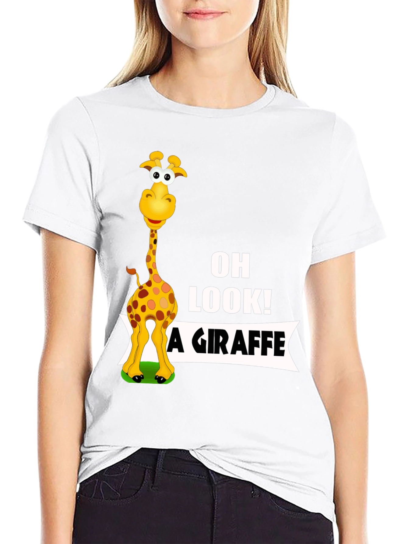 Black Funny Giraffe Graphic Tee - Oh Look! A Giraffe T-Shirt view 9