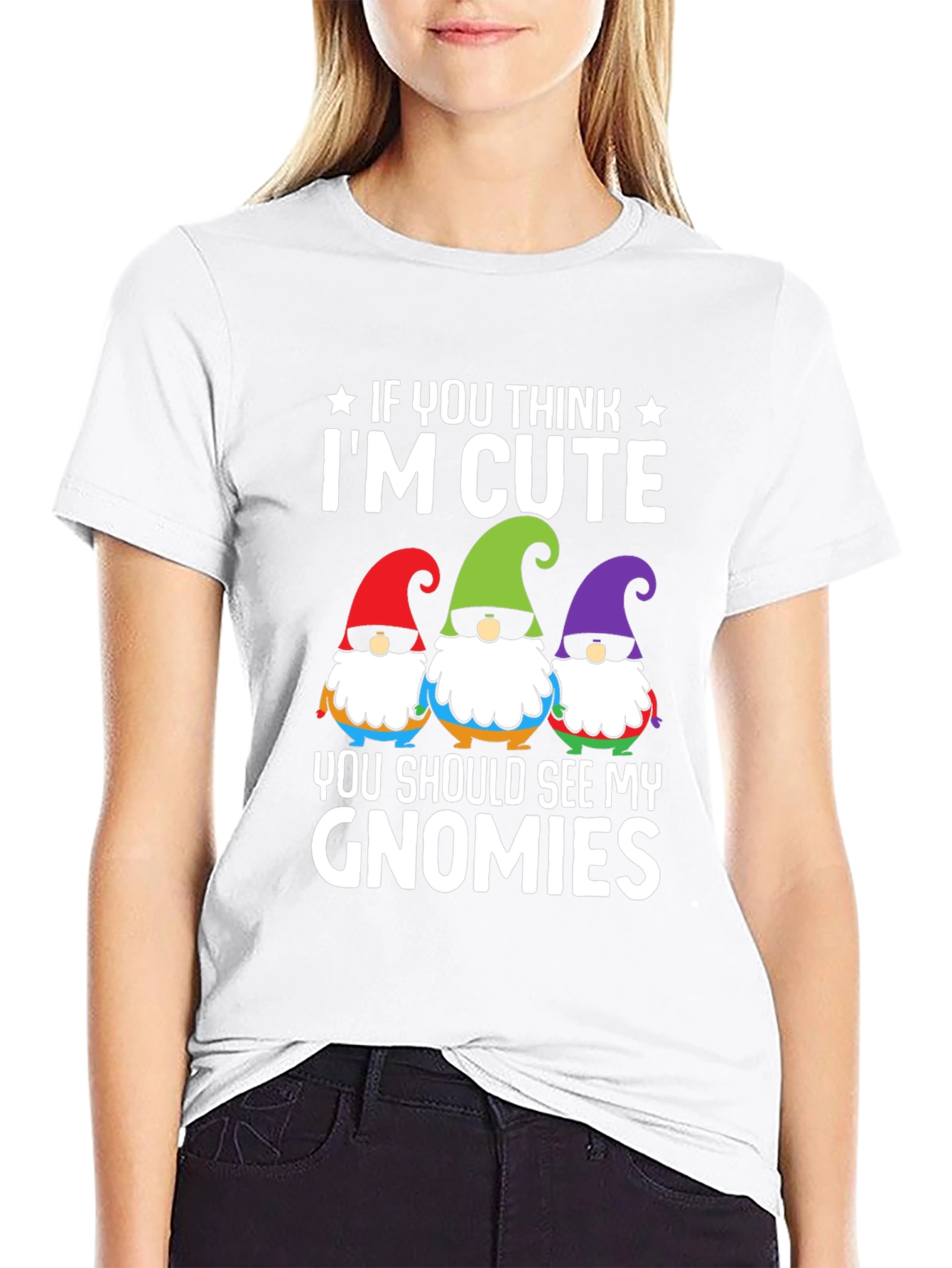 Black Cute Gnomies Graphic T-Shirt view 9