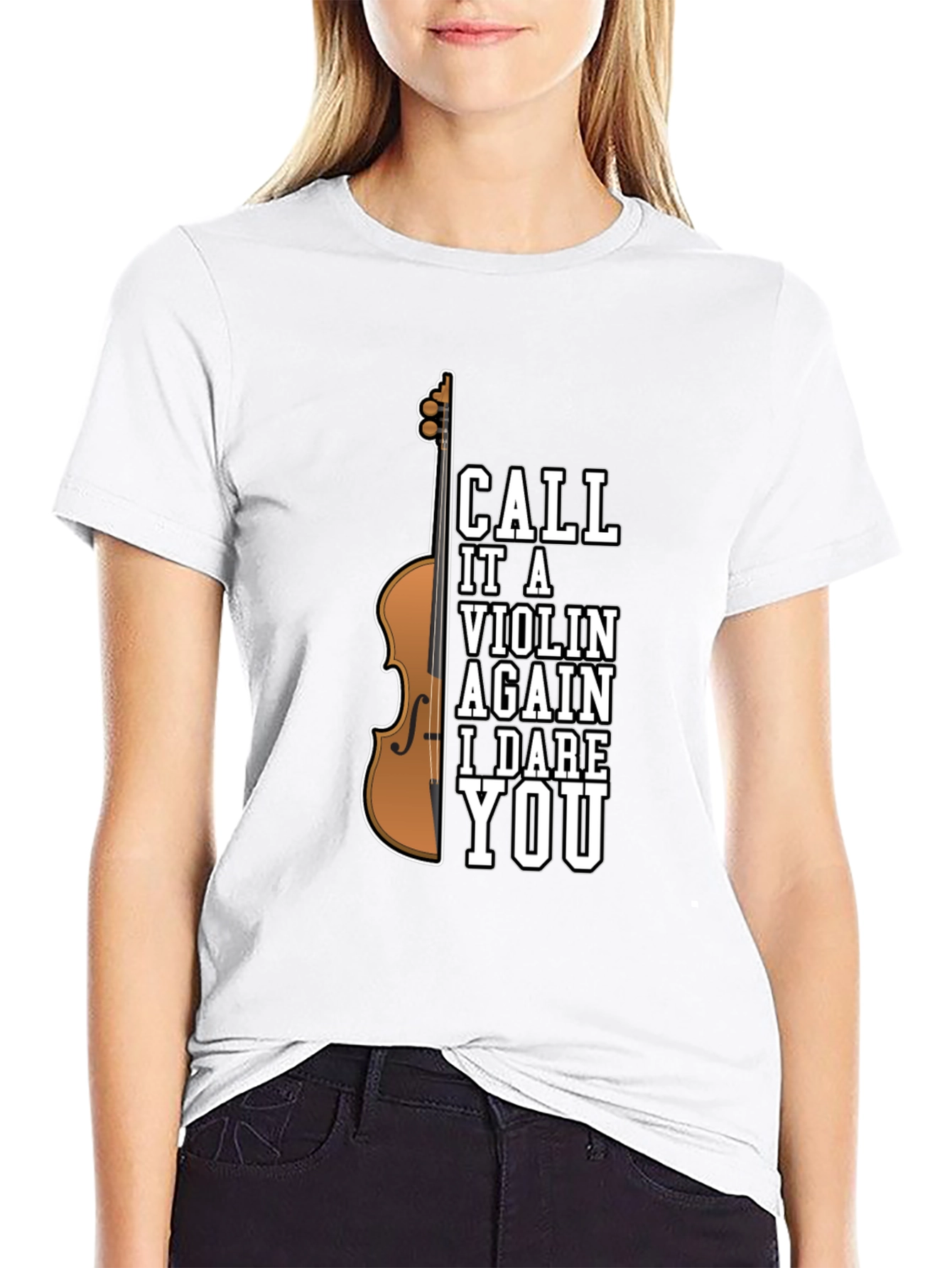 Black Dare You Violin T-Shirt - Humorous Musician Tee view 9