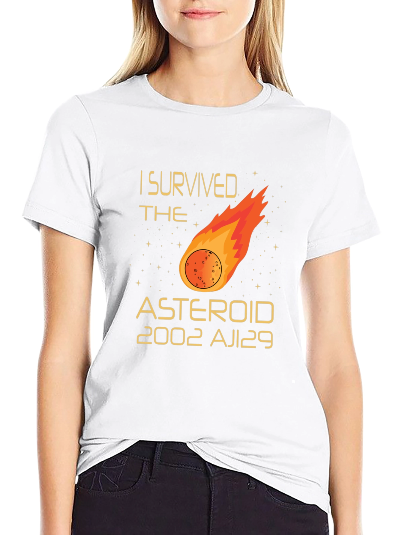 Black I Survived The Asteroid 2002 AJ129 T-Shirt view 9