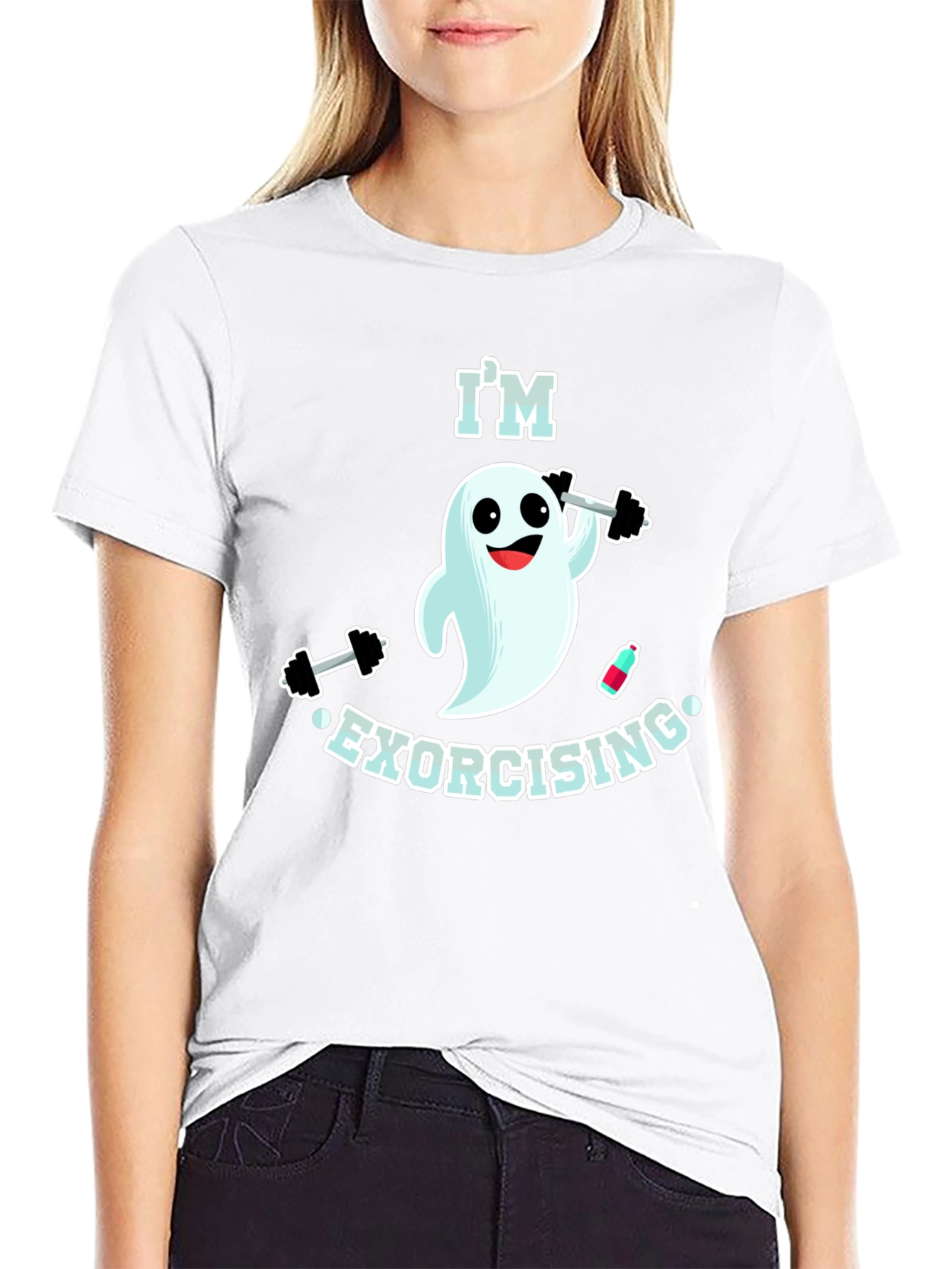 Black I'm Exorcising Funny Ghost Gym T-Shirt view 9