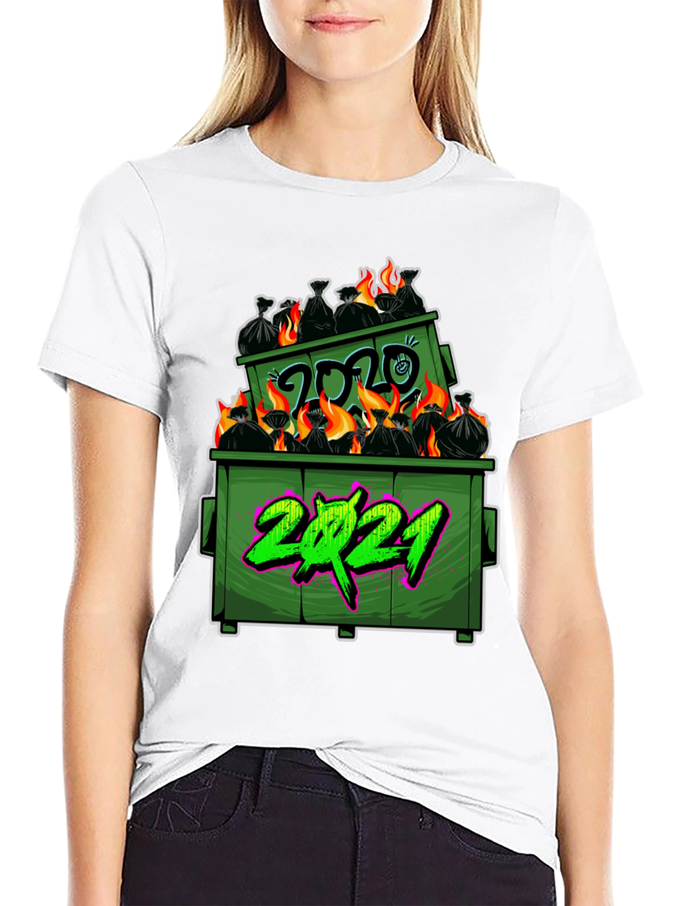 Black Dumpster Fire 2020-2021 Graphic T-Shirt view 9