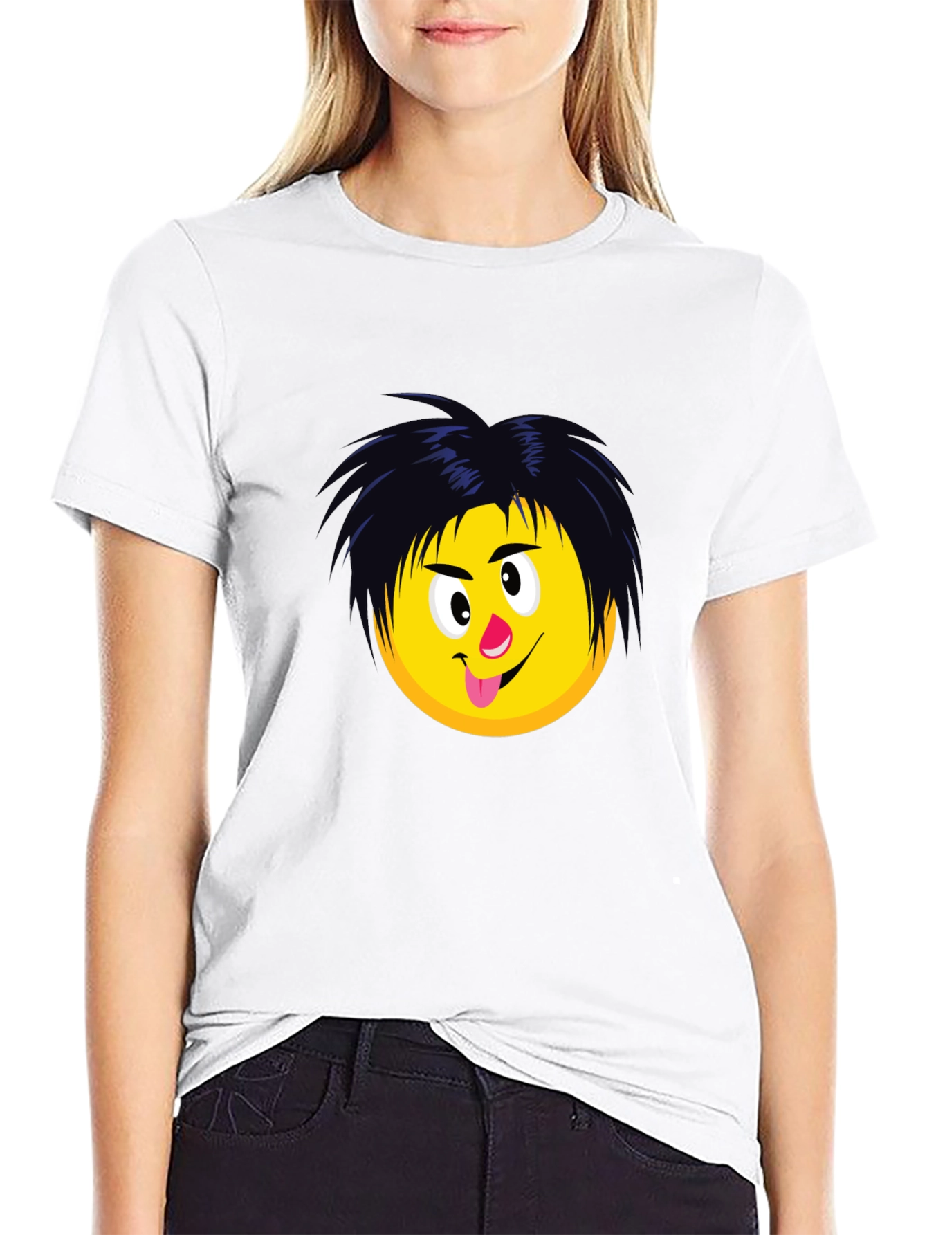 Black Funny Emoji Graphic T-Shirt - Black view 9