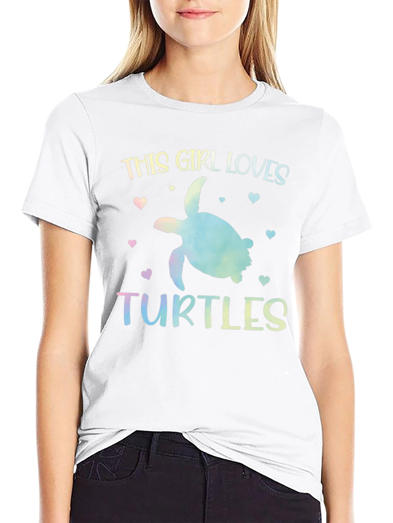 Black This Girl Loves Turtles Graphic T-Shirt view 9