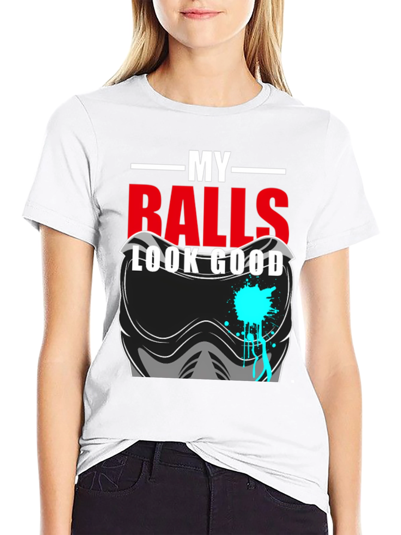 Black My Balls Look Good T-Shirt - Funny Paintball Tee view 9