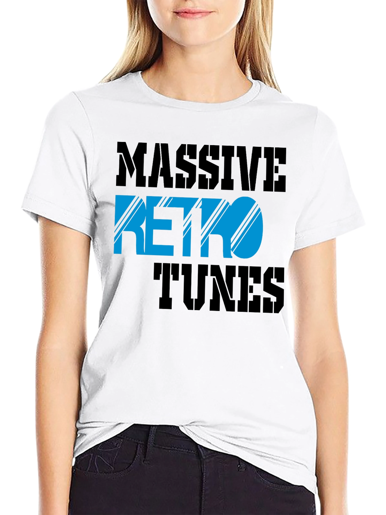 Black Massive Retro Tunes Graphic T-Shirt view 9