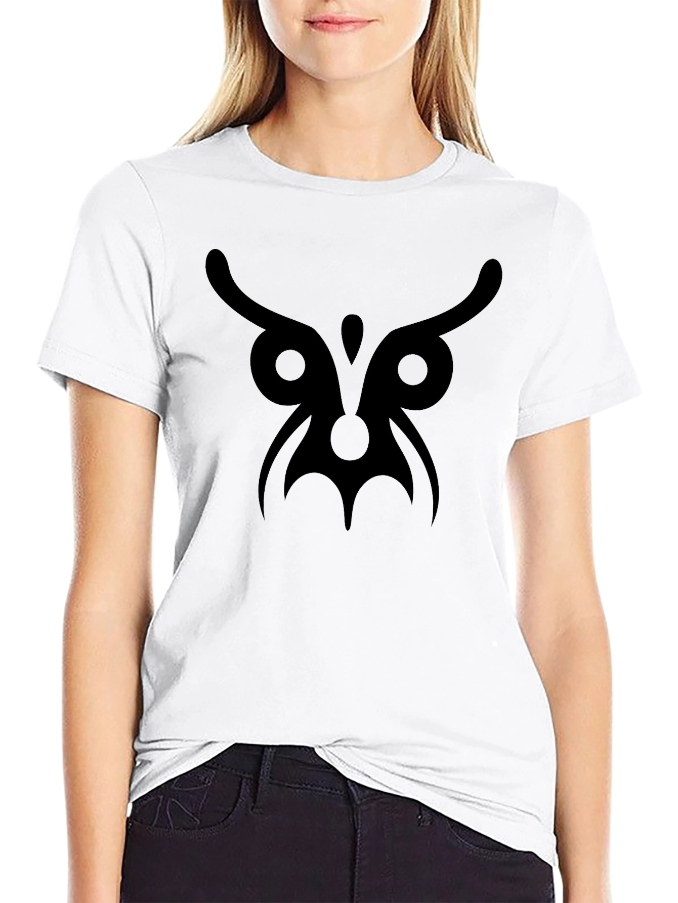 Black Abstract Owl Graphic Black T-Shirt view 9