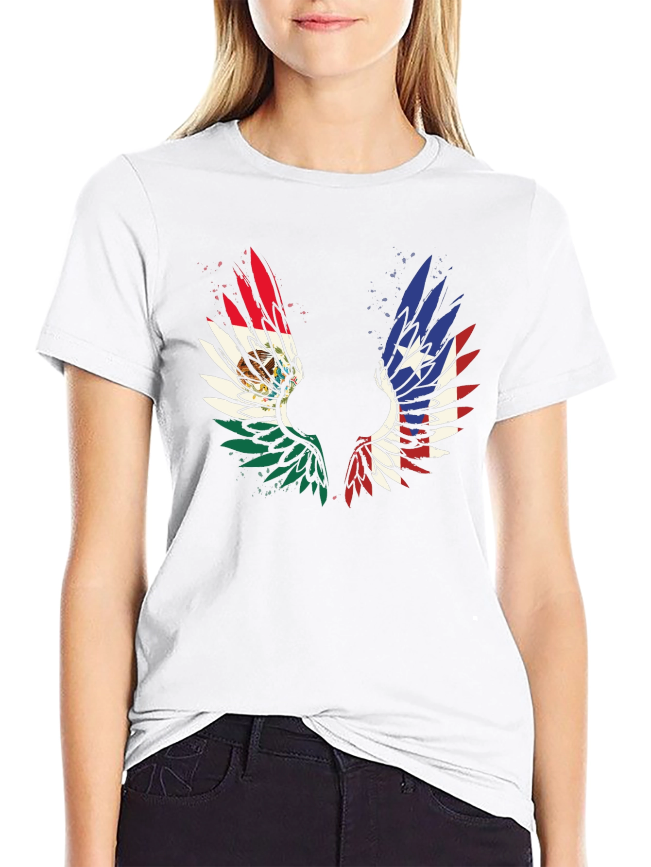 Black Mexico-Texas Wings Graphic T-Shirt view 9