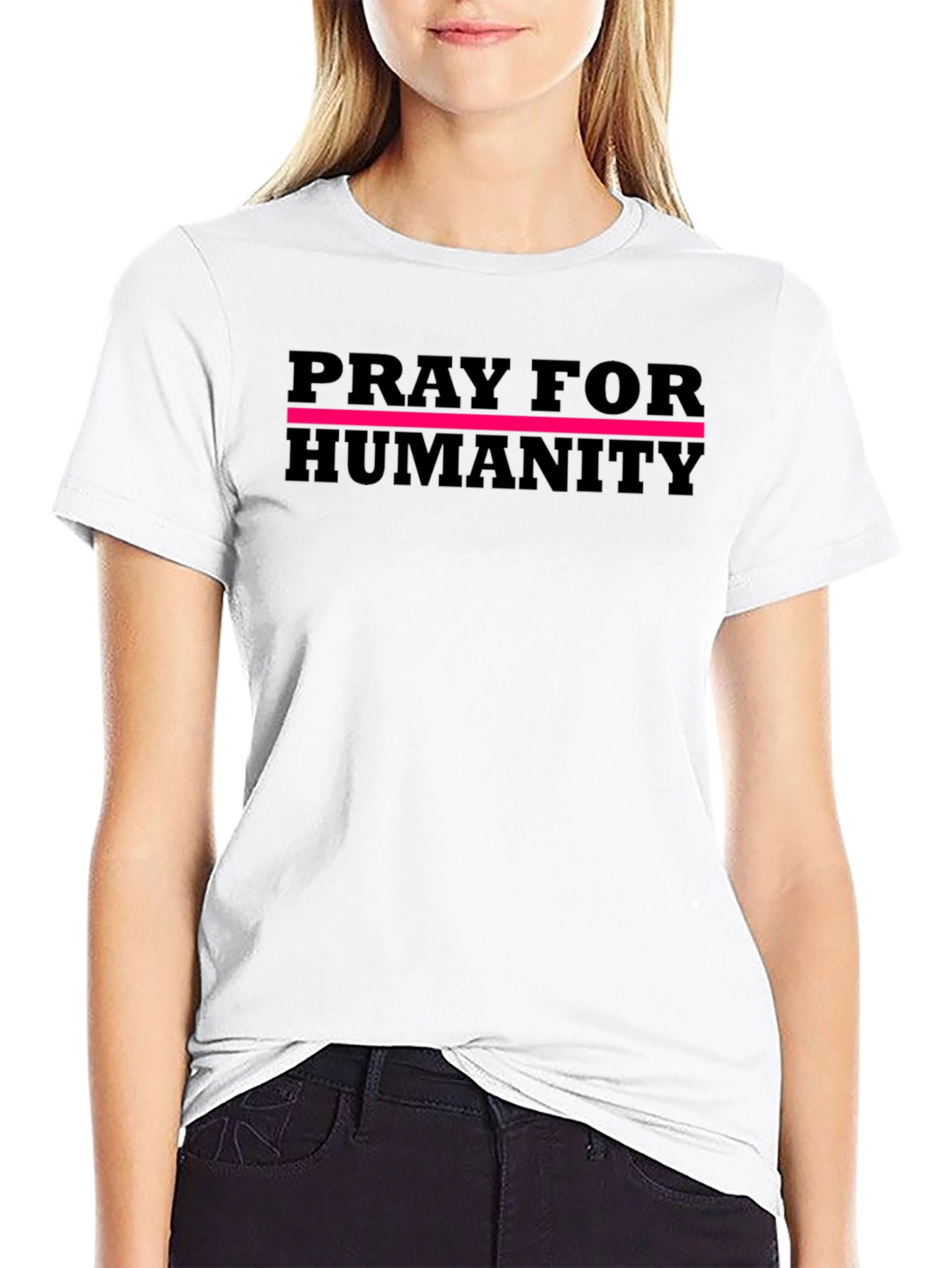 Black Pray For Humanity Graphic T-Shirt - Black view 9