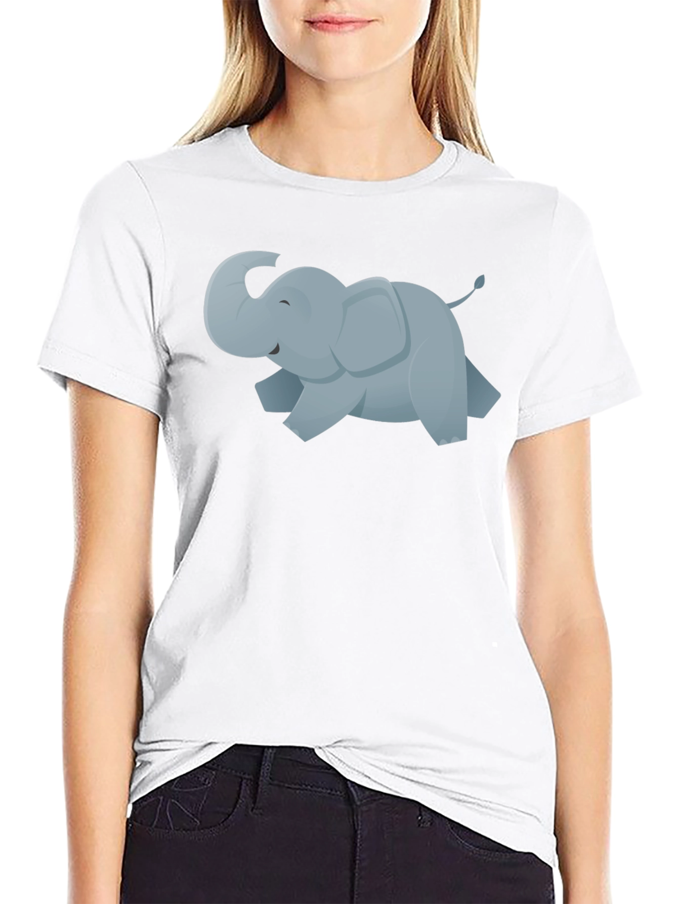 Black Cute Elephant Graphic Tee - Casual Black T-Shirt view 9