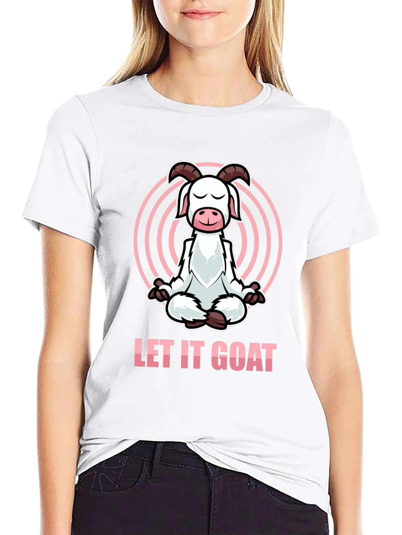 Black Let It Goat Meditation T-Shirt - Funny Yoga Design view 9