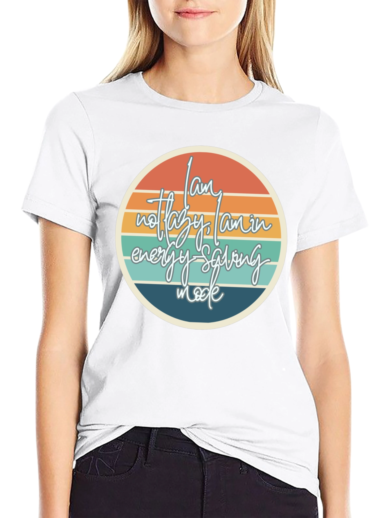 Black Energy Saving Mode T-Shirt - Lazy Slogan Tee view 9