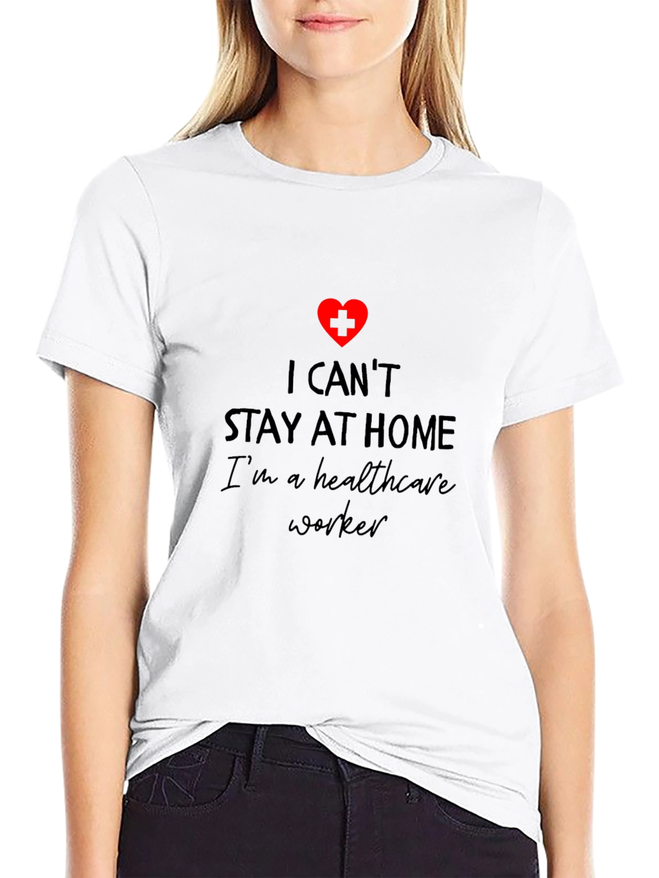 Black Healthcare Worker T-Shirt - Stay At Home Hero Tee view 9