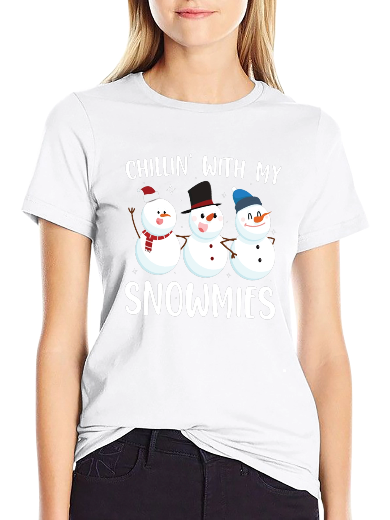 Black Chillin' with My Snowmies Graphic Tee view 9