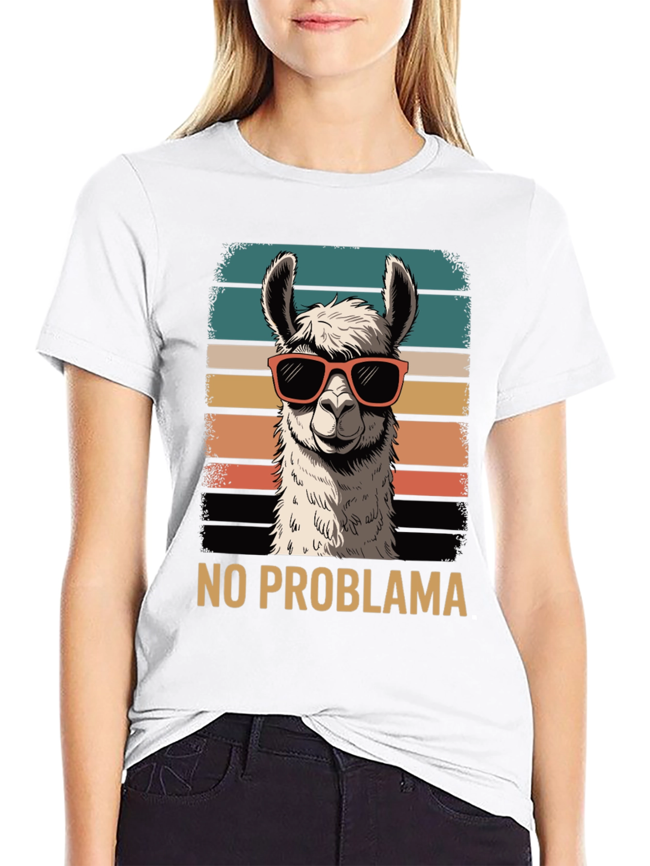 Black No Problama Llama Graphic Tee - Cool & Quirky Style view 9