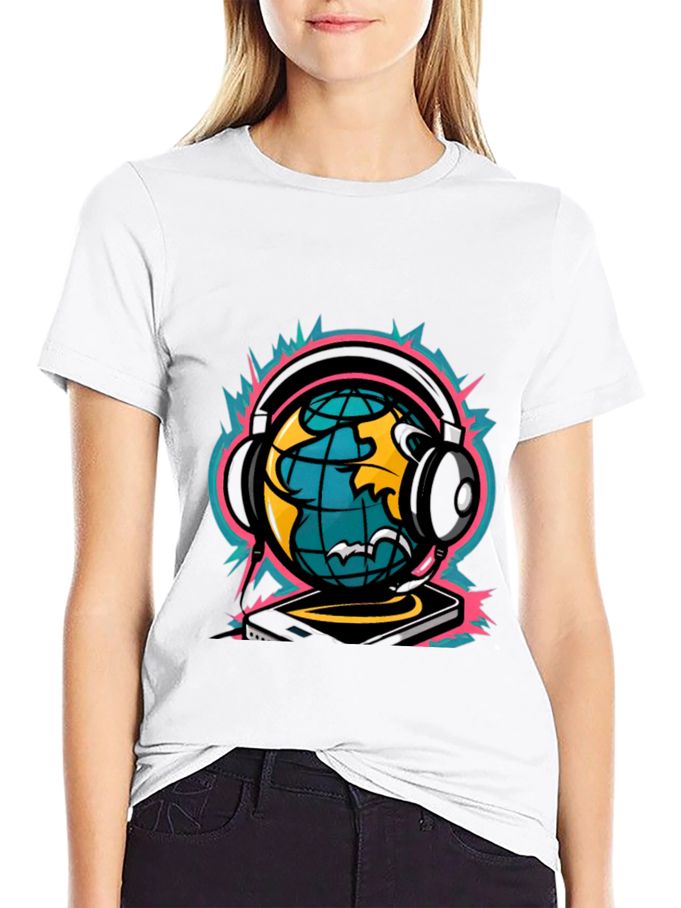 Black DJ World Graphic Tee - Black view 9
