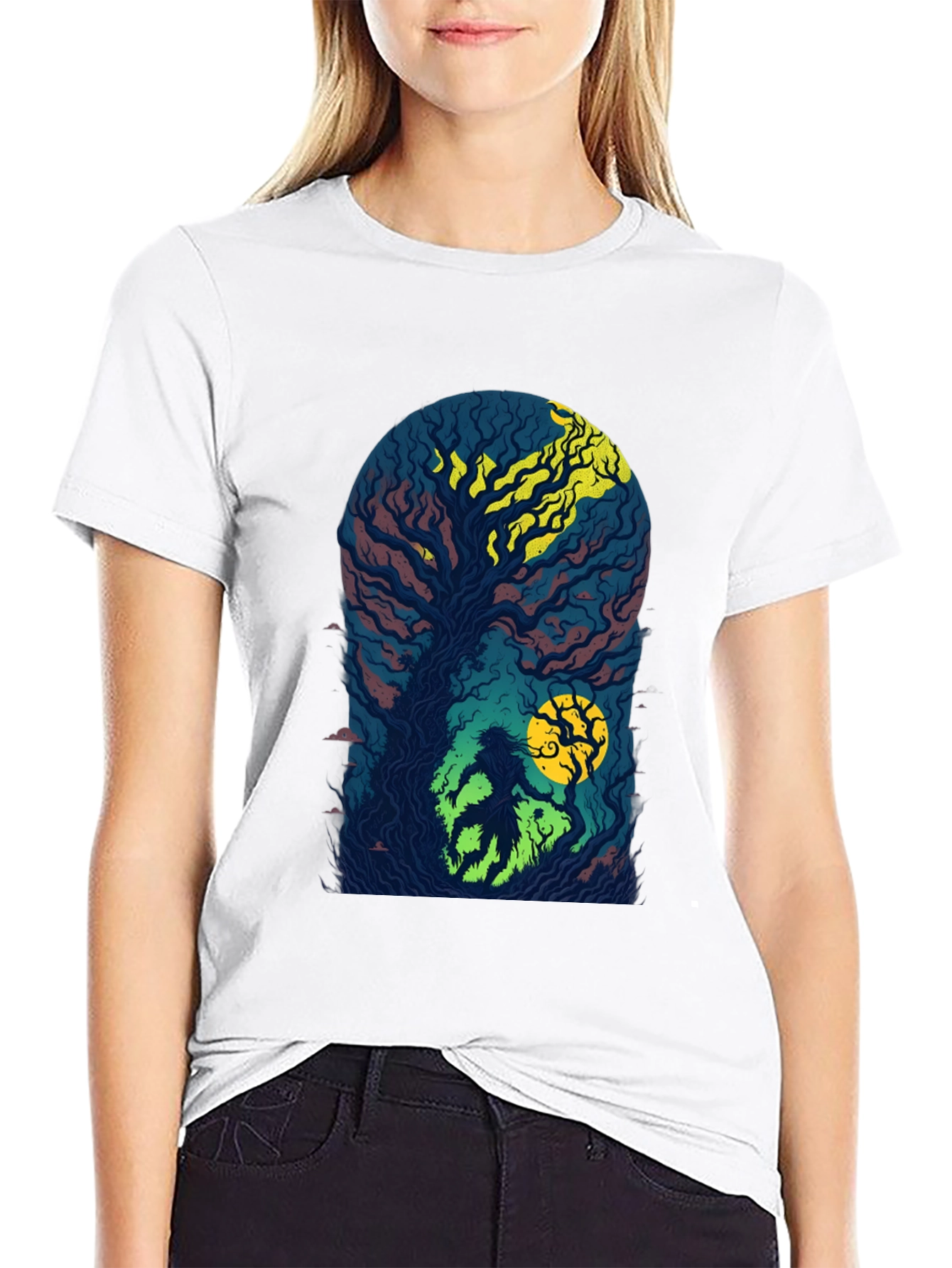 Black Enchanted Forest Graphic Tee - Black view 9