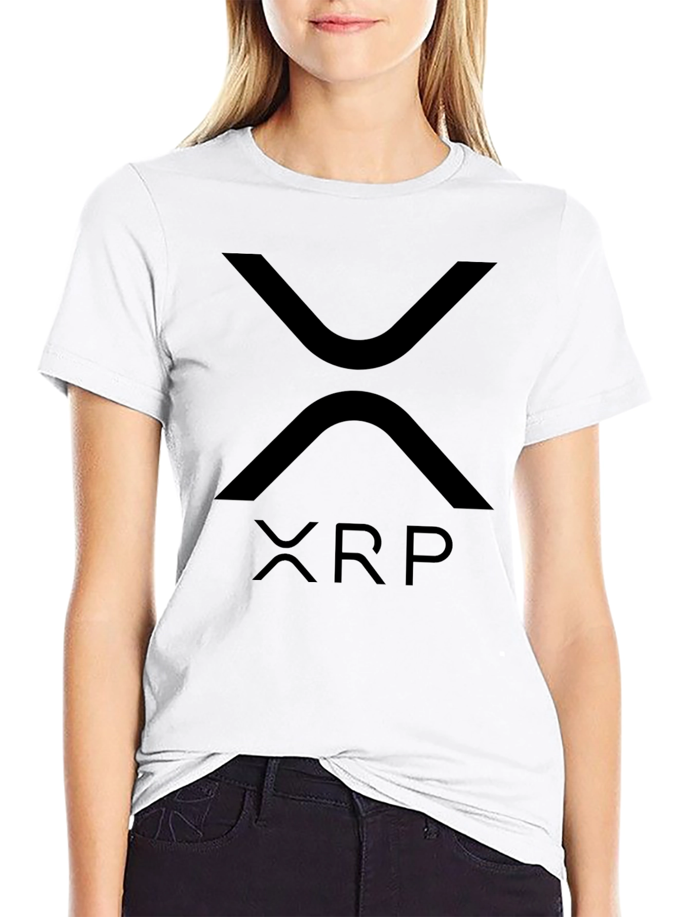 Black XRP Cryptocurrency Logo Black T-Shirt view 9