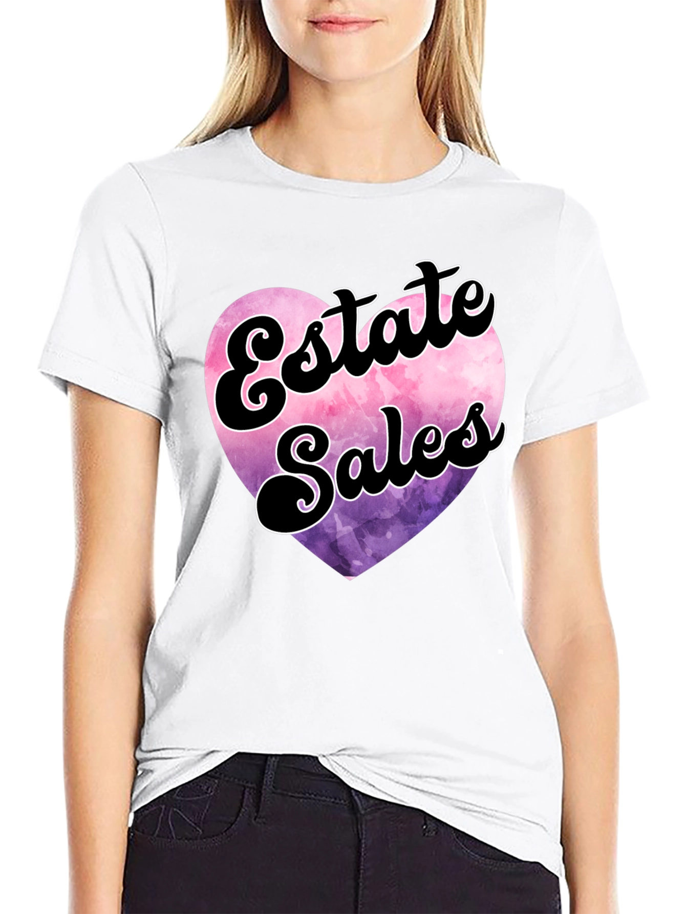 Black Estate Sales Heart Graphic T-Shirt view 9