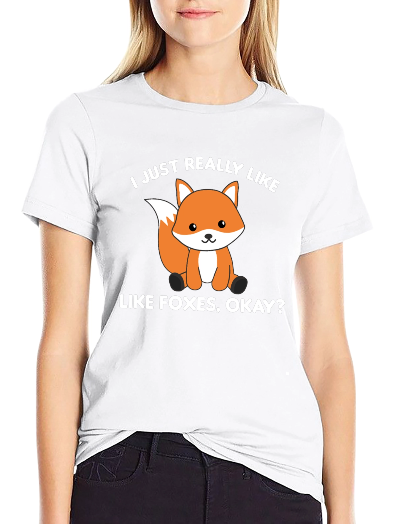 Black Cute Fox Graphic T-Shirt - I Just Really Like Foxes view 9