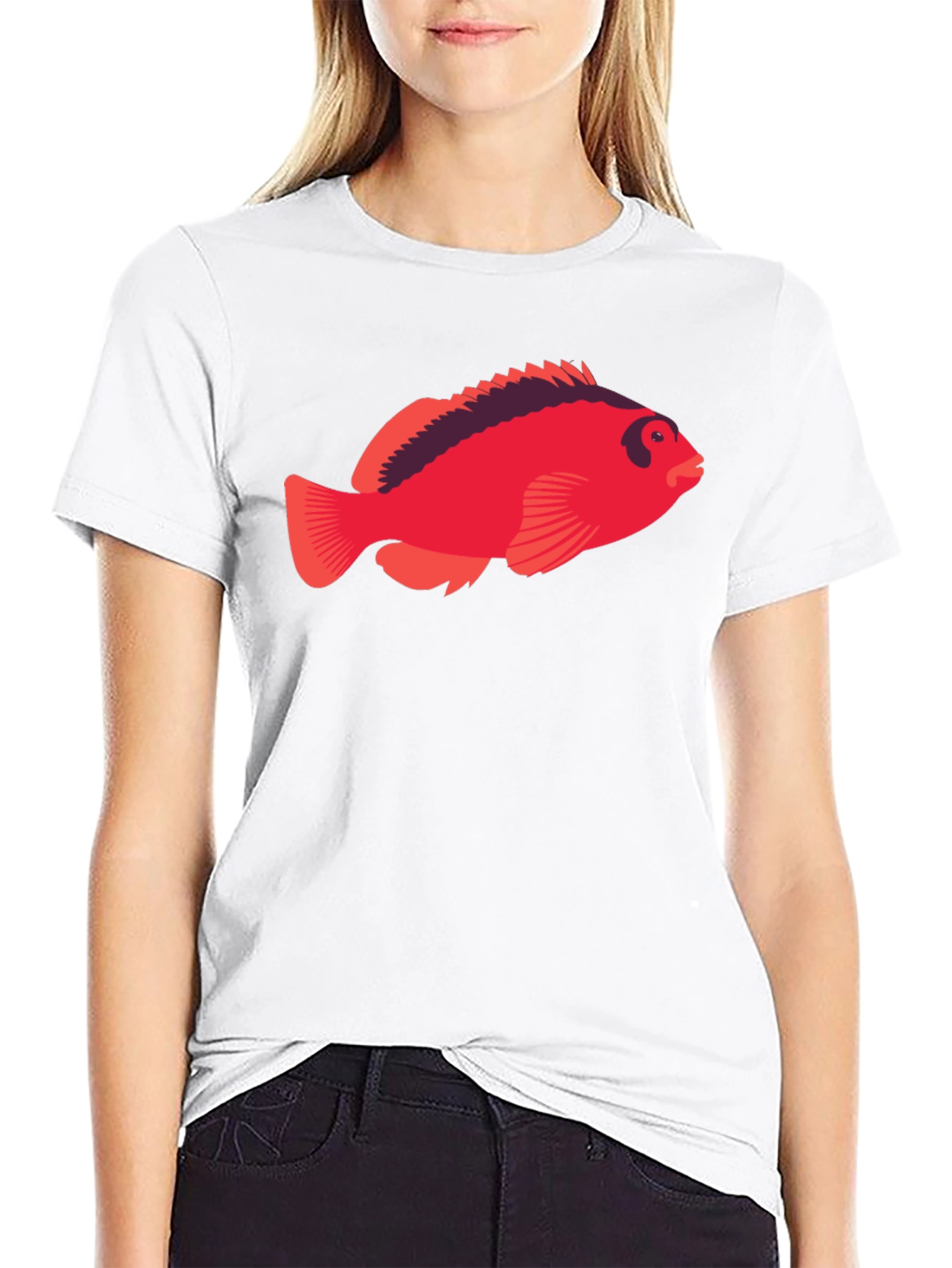 Black Red Fish Graphic Tee - Unique Design view 9
