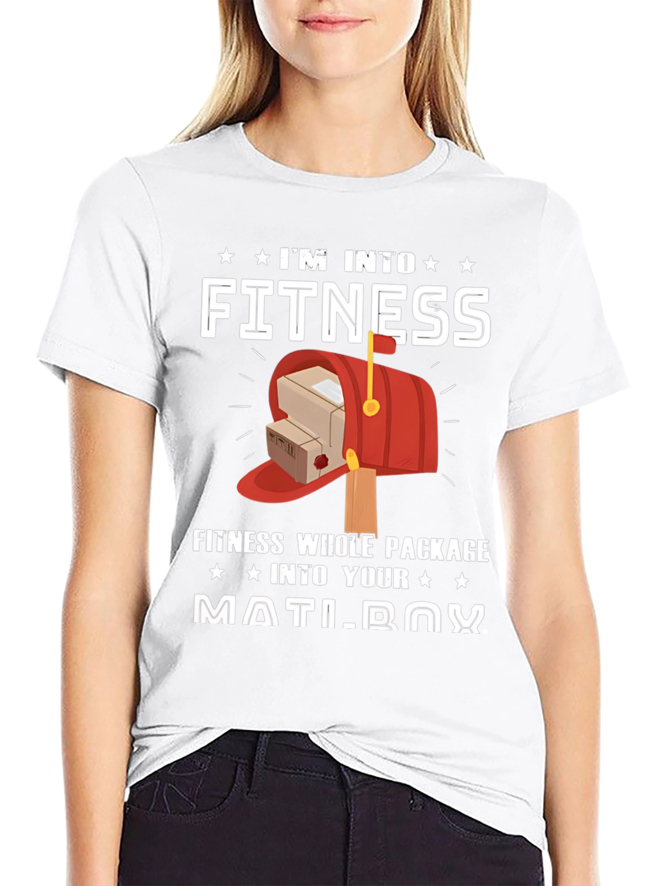 Black I'm Into Fitness Mailbox T-Shirt view 9