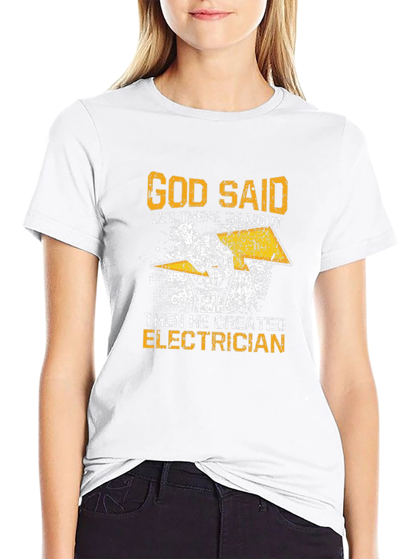 Black Electrician T-Shirt - God Said Let There Be Light view 9