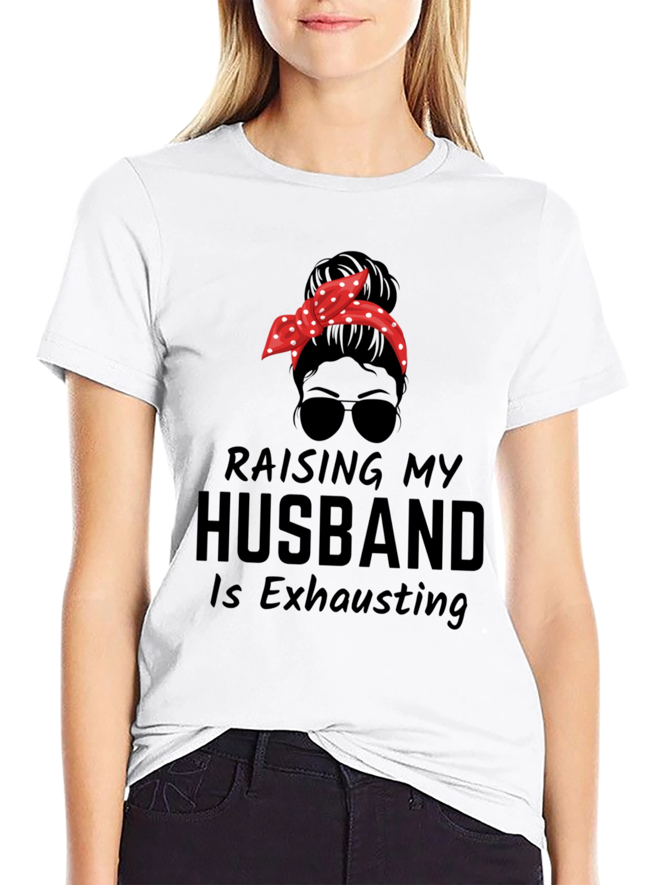 Black Raising My Husband Funny Graphic Tee view 9