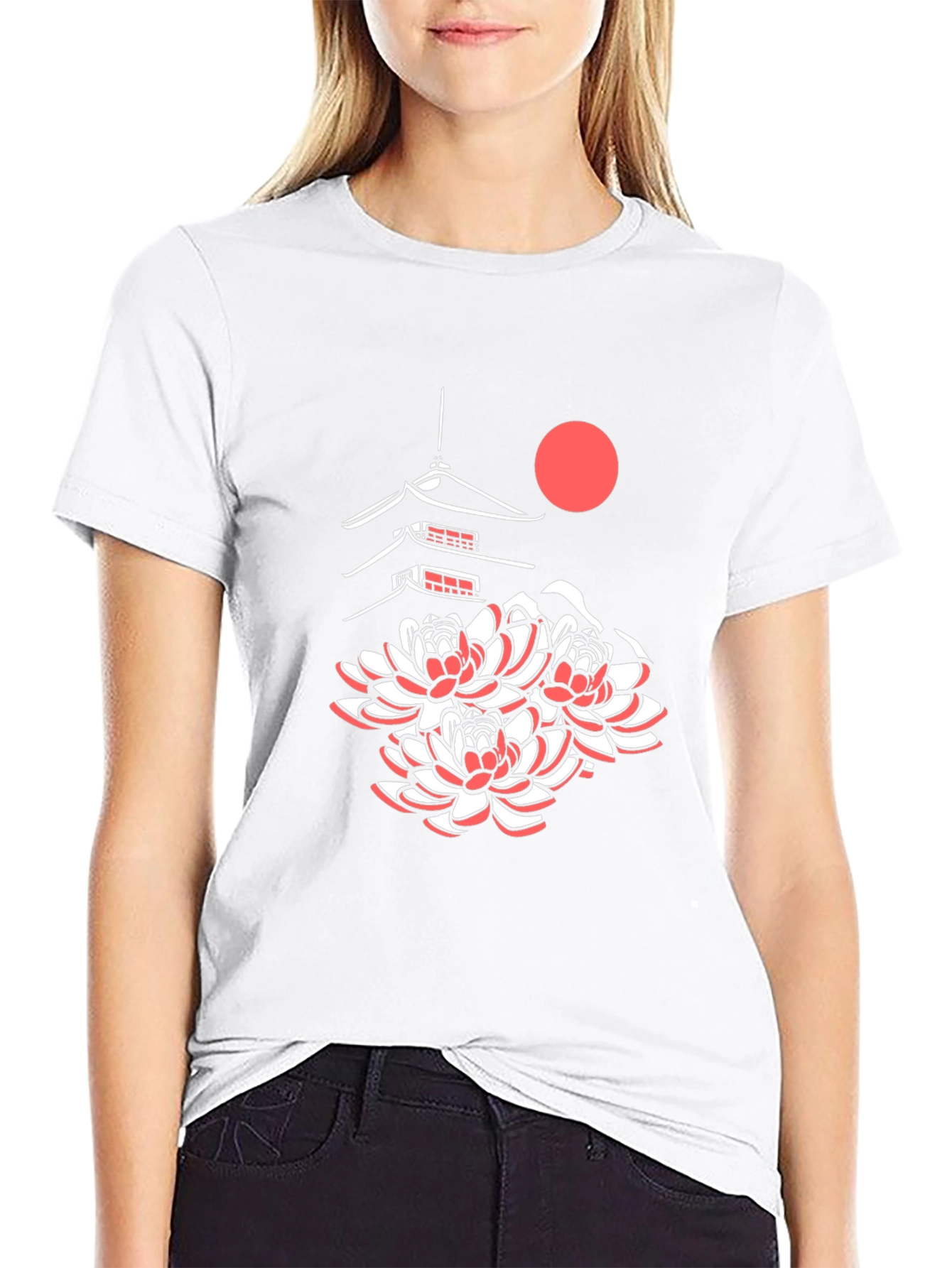 Black Japanese Pagoda & Lotus Black Tee view 9